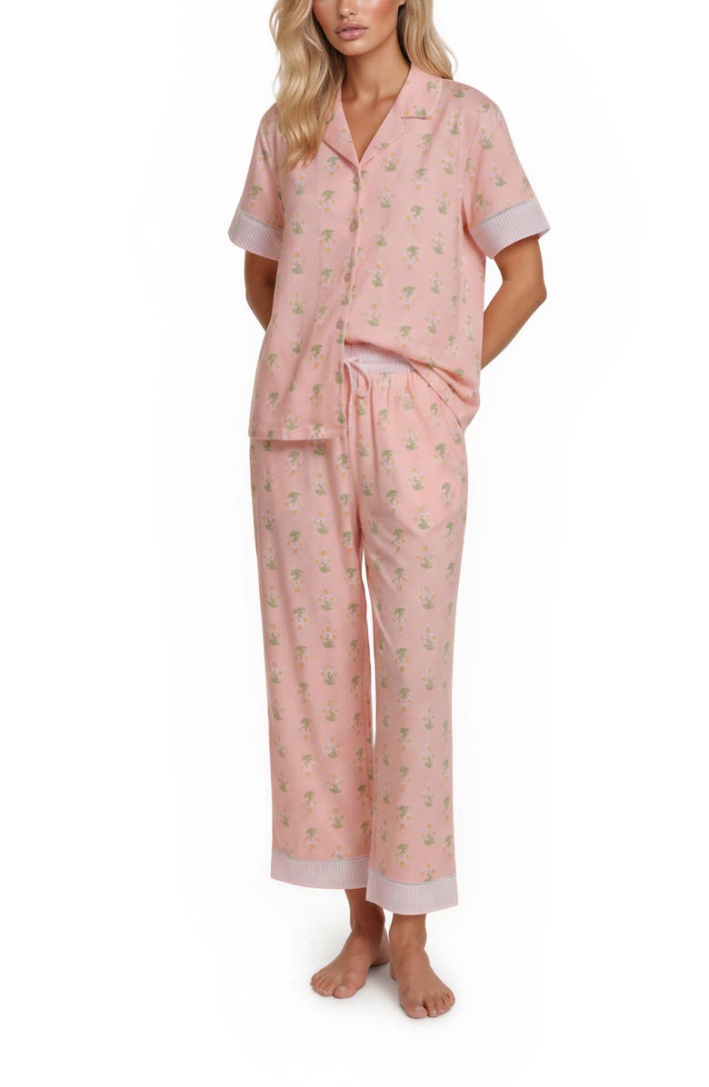 VERA BRADLEY Short Sleeve Notch Collar Pajamas, Alternate, color, Pink