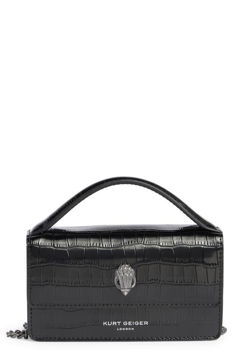 XS Bond Croc Embossed Leather Top Handle Bag