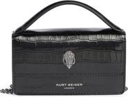 Kurt Geiger London XS Bond Croc Embossed Leather Top Handle Bag