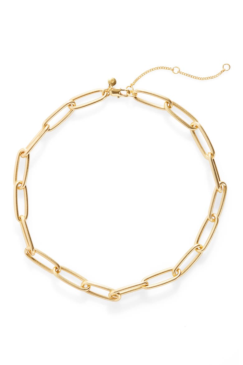Paper Clip Chain Necklace, Main, color, VINTAGE GOLD