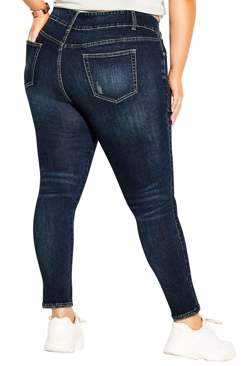 Baby High Waist Ripped Skinny Jeans, Alternate, color, DARK DENIM