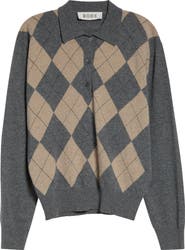 Róhe Argyle Plaid Mouliné Polo Sweater