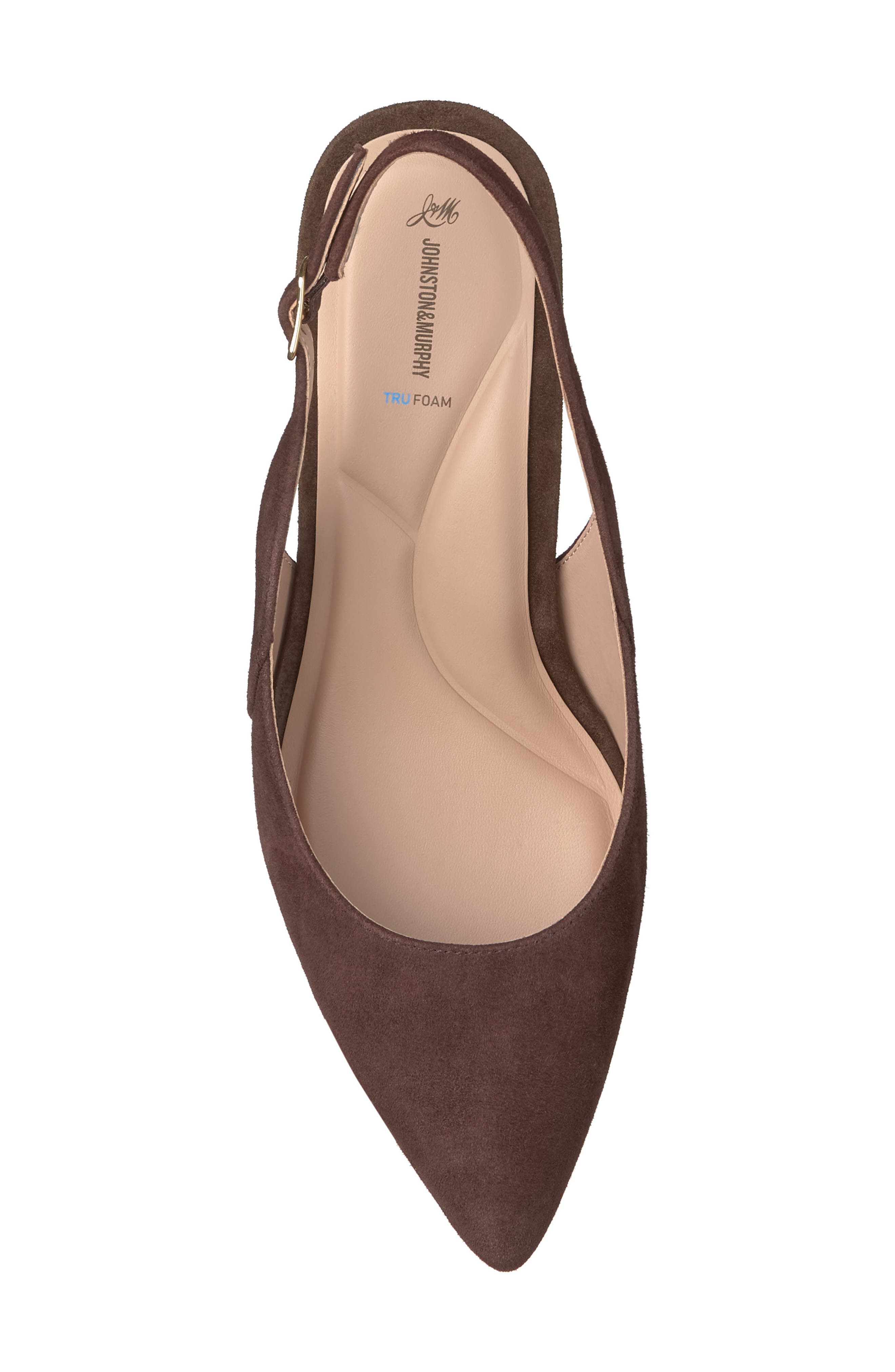 Lindsey Slingback Pointed Toe Kitten Heel Pump, Alternate, color, CHOCOLATE KID SUEDE