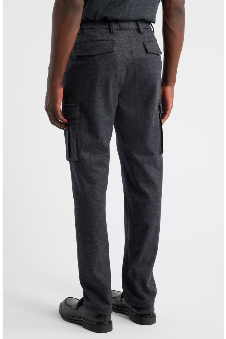 Brushed Knit Flat Front Cargo Pants, Alternate, color, BLACK MELANGE