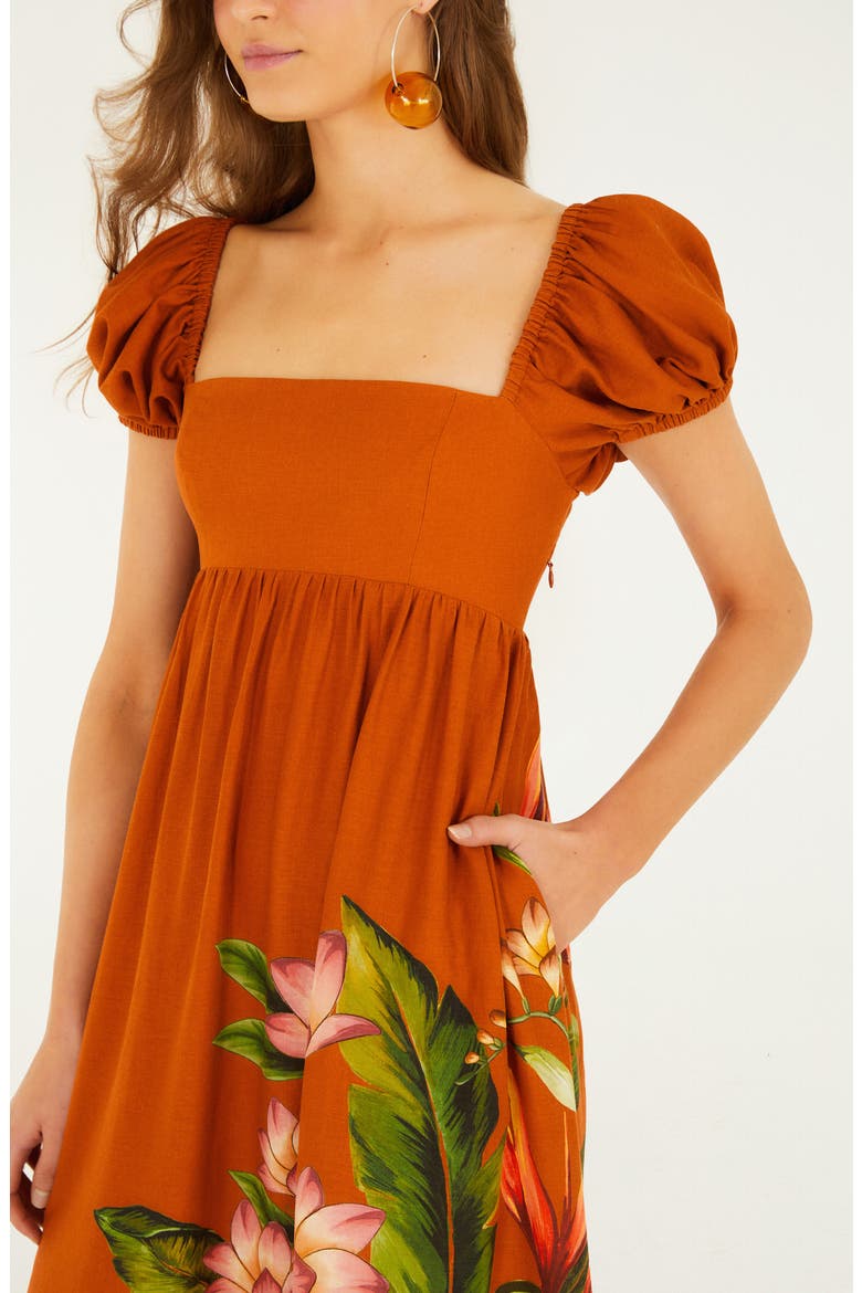 Hilo Arrangement Linen Blend Midi Dress, Alternate, color, SAND