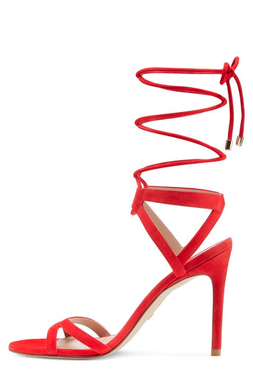 Stuart Weitzman Soiree 100 Lace-up Sandal In Red