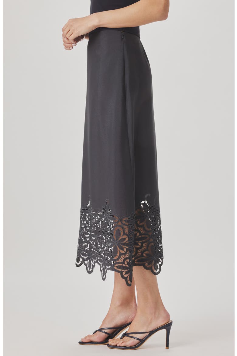 Pia Pinwheel Eyelet Midi Skirt, Alternate, color, LEAD GREY