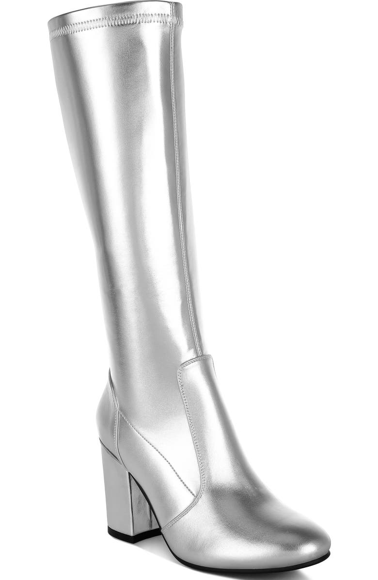 Rag & Co Halara Water Repellent Knee High Boot, Main, color, Silver