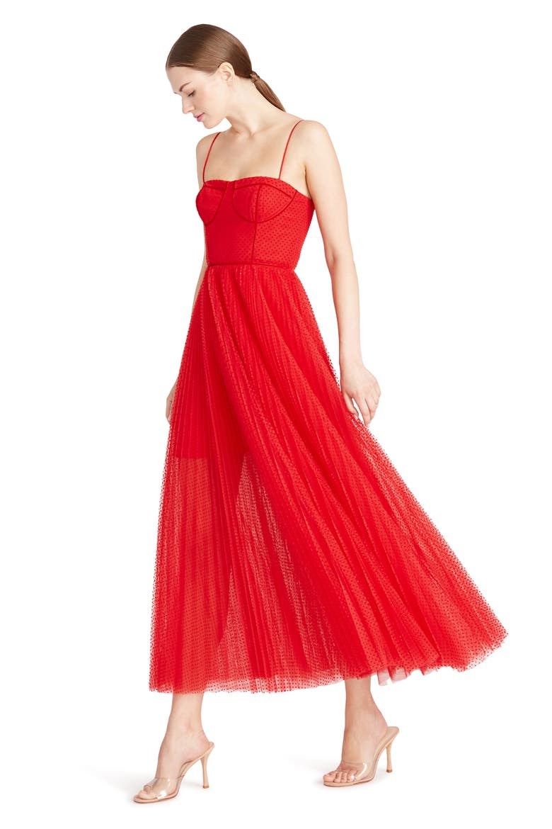 Sleeveless Tulle Maxi Dress, Alternate, color, POPPY RED