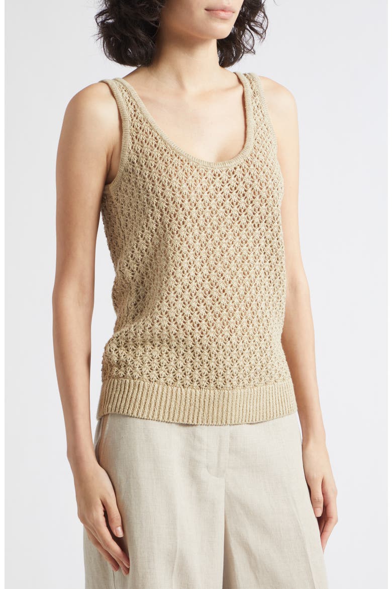 Colette Pointelle Knit Linen Tank, Alternate, color, NEUTRAL
