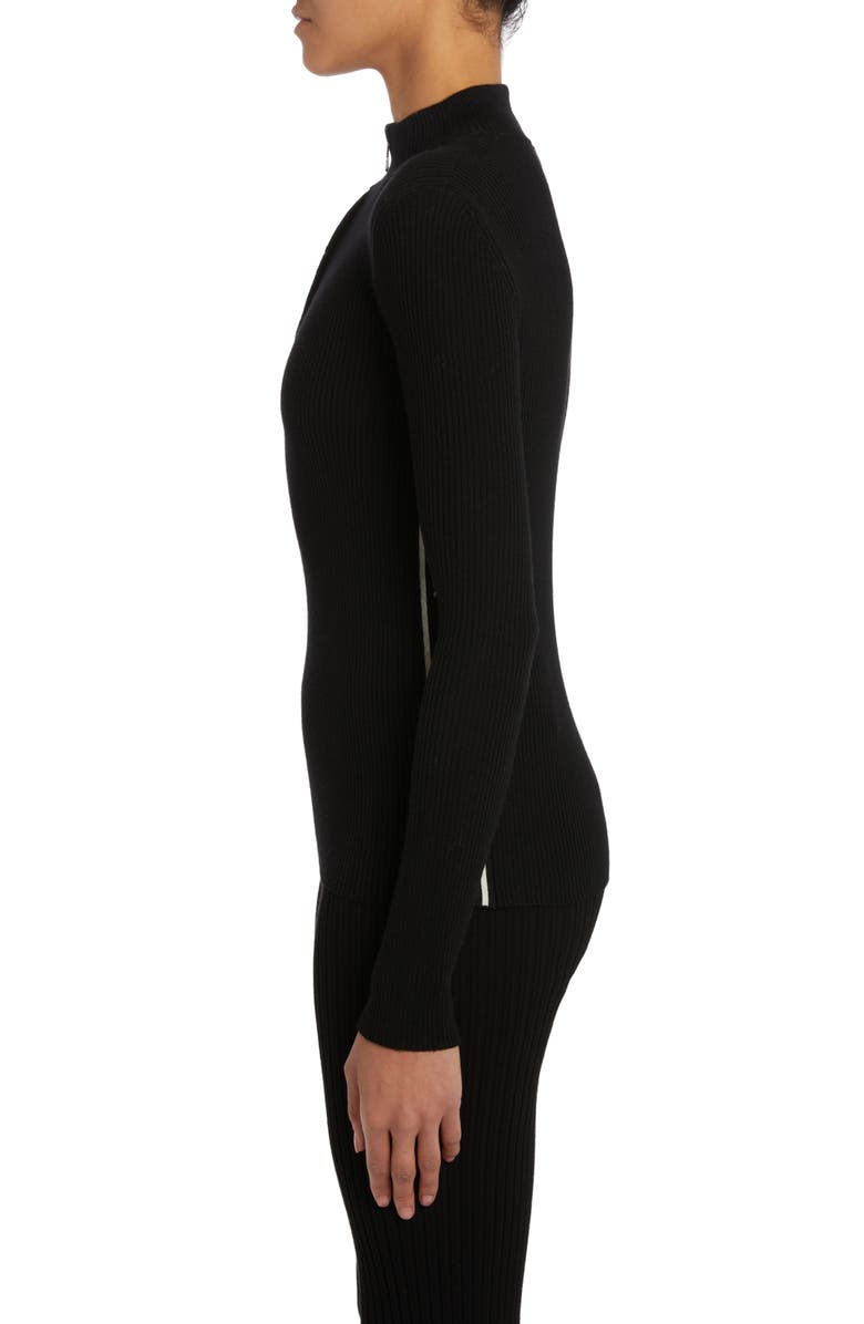 Moncler Turtleneck Virgin Wool Quarter Zip Sweater, Alternate, color,