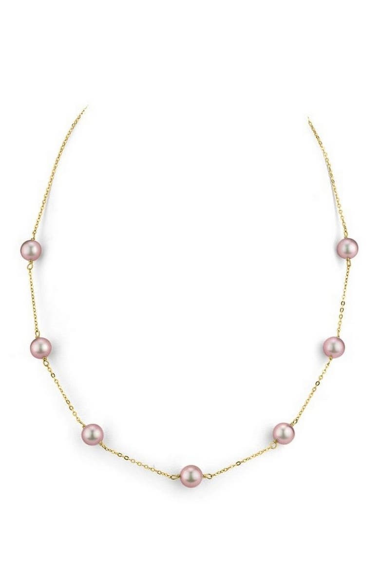 14K Gold Pink Freshwater Pearl Tincup Necklace, Main, color, Yellow Gold