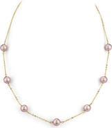 The Pearl Source 14K Gold Pink Freshwater Pearl Tincup Necklace