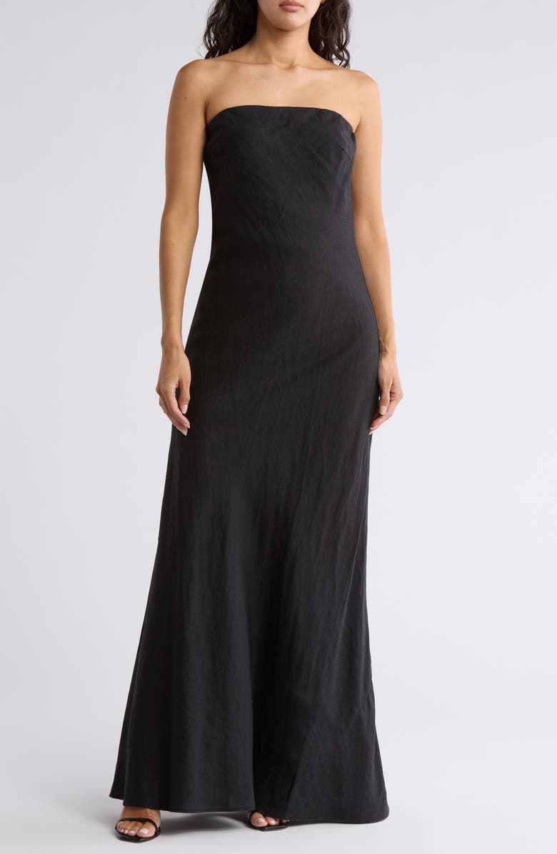 Joie Brynne Strapless Linen Maxi Dress, Main, color, 