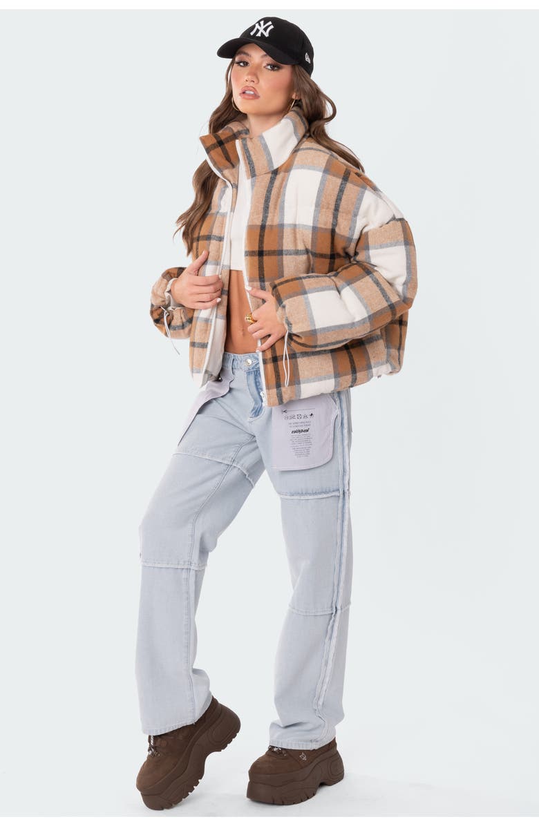 EDIKTED Presley Plaid Cotton Blend Puffer Jacket, Alternate, color, 