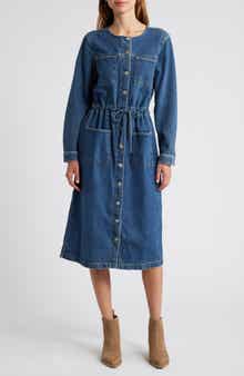 Rails Elysian Long Sleeve Denim Midi Shirtdress