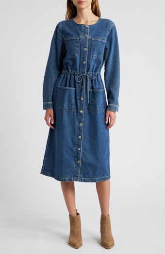 Rails Elysian Long Sleeve Denim Midi Shirtdress