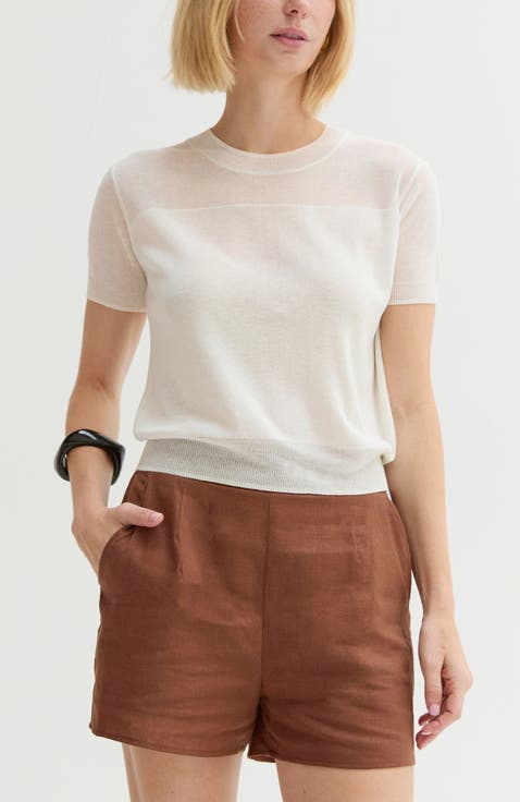 Short Sleeve Sheer Knit Top