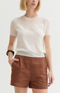 CRESCENT Short Sleeve Sheer Knit Top