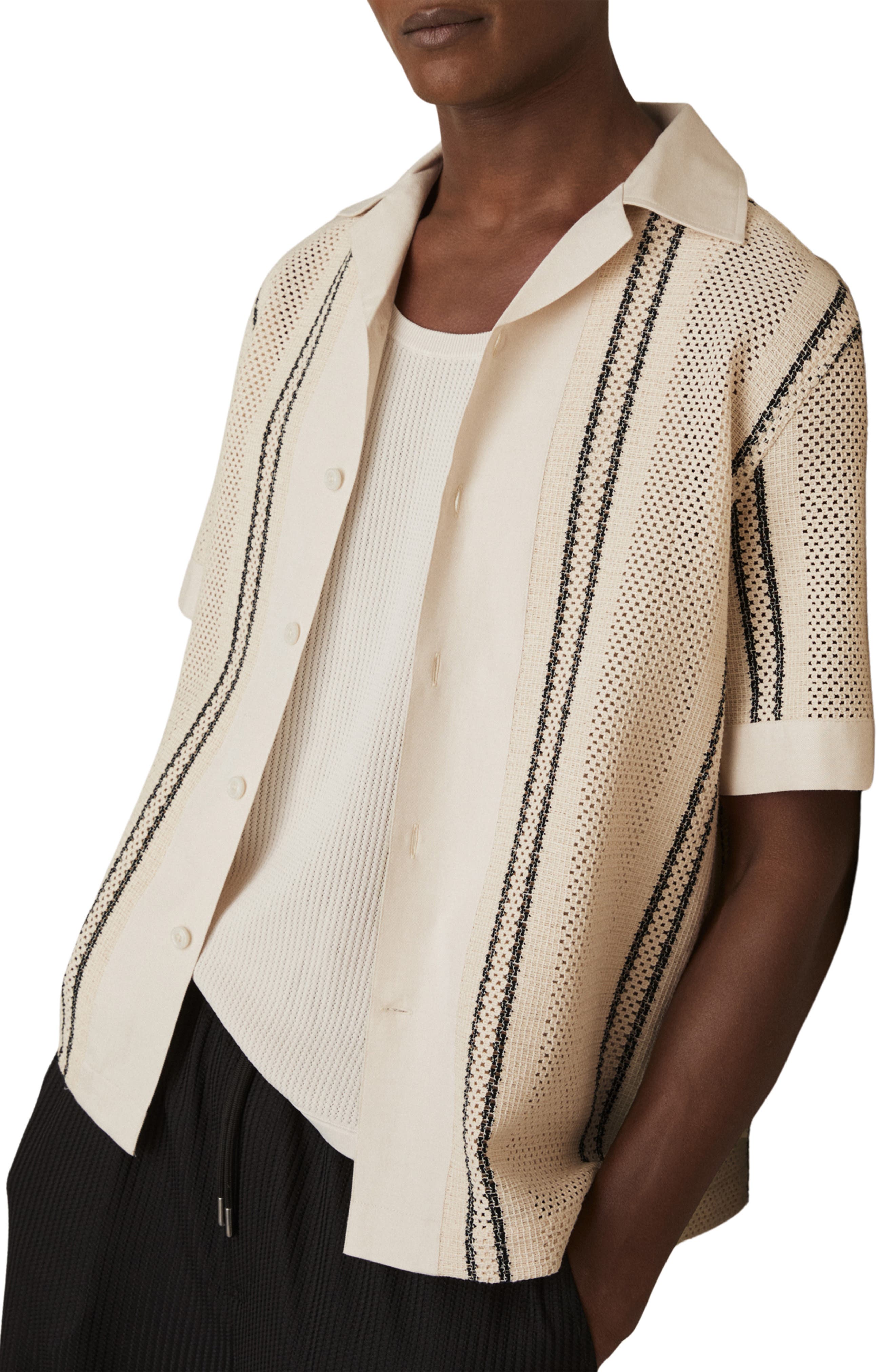 Reiss Opal Open Knit Camp Shirt