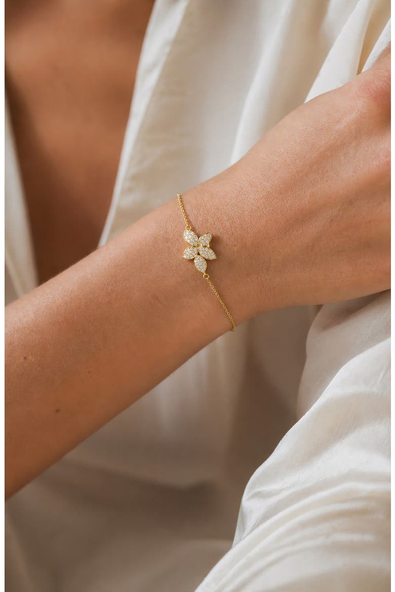 Moissanite Flower Bracelet, Alternate, color, GOLD PLATED