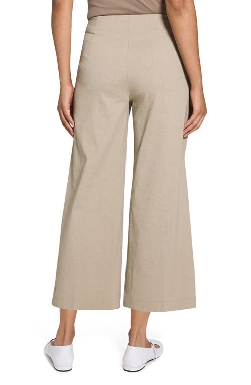 Theory Clean Terena Crop Wide Leg Linen Blend Pants In Neutral
