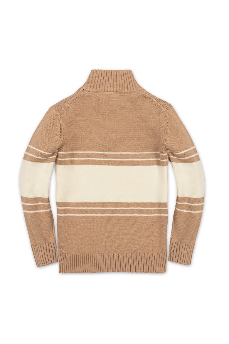 Kids' Organic Half Zip Stripe Sweater, Alternate, color, Camel and Ivory Chest Stripe