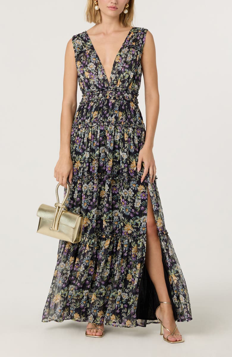 ASTR the Label Edessa Sleeveless Maxi Dress, Alternate, color, Black Floral