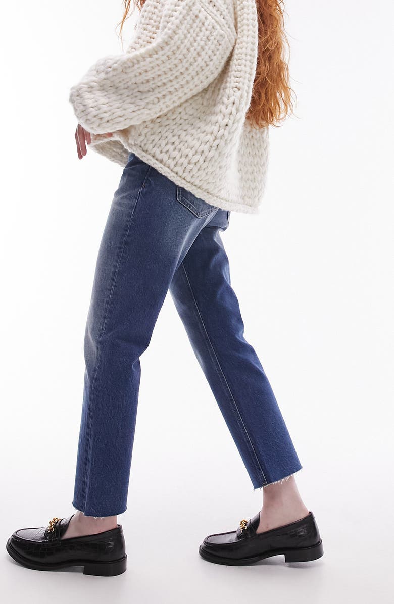 Topshop Raw Hem Straight Leg Jeans, Alternate, color,