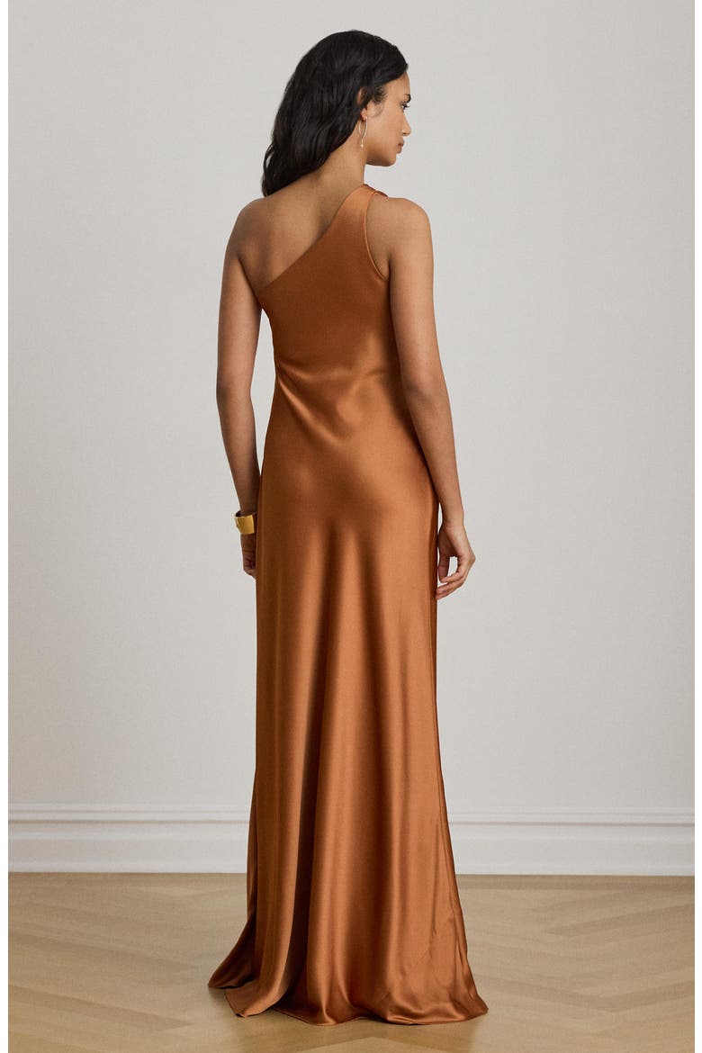 Satin Charmeuse One-Shoulder Gown, Alternate, color, RED TERRACOTTA