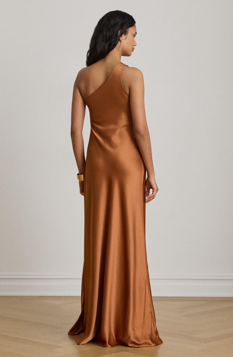 Lauren Ralph Lauren Satin Charmeuse One-Shoulder Gown, Alternate, color, Red Terracotta
