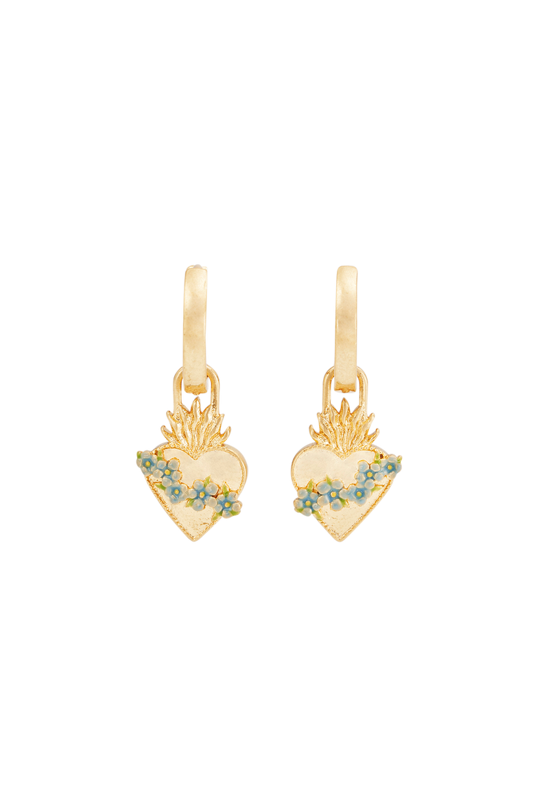 Sacred Heart Huggie Earrings, Main, color, Gold
