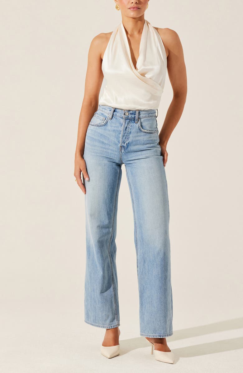 ASTR the Label Draped Satin Halter Top, Alternate, color, Cream