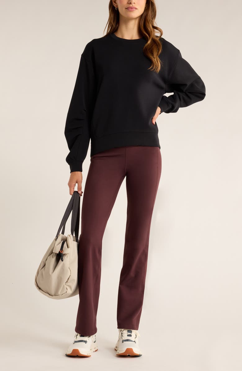 Zella Cozy Scuba Knit Crew Sweatshirt, Alternate, color, Black