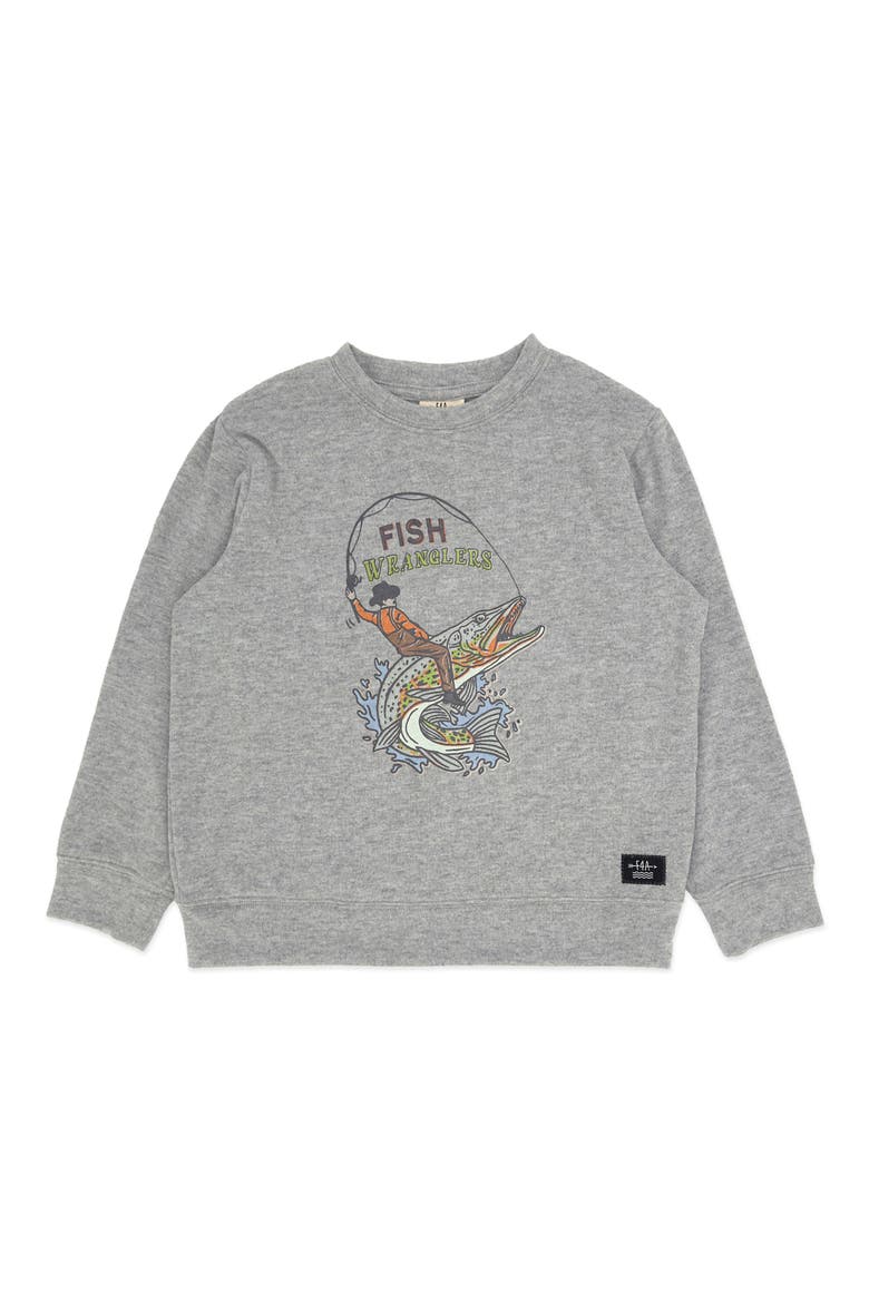 Fish Wrangler Hacci Knit Pullover, Main, color, HEATHER GRAY
