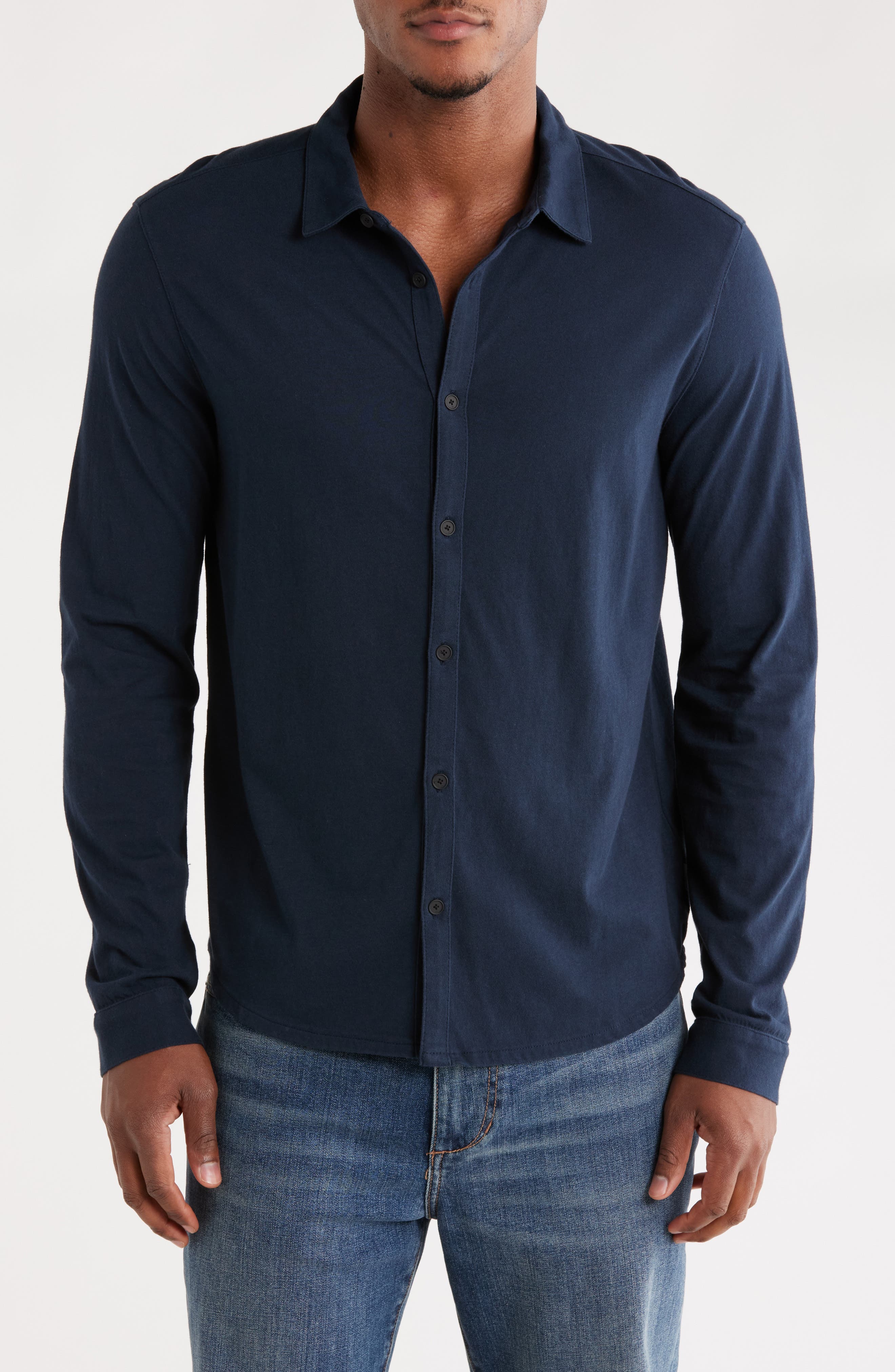 John Varvatos Clark Organic Cotton Jersey Button-Up Shirt