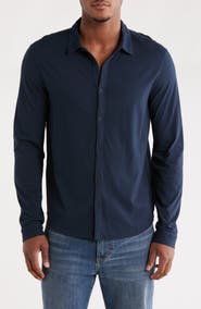 John Varvatos Clark Organic Cotton Jersey Button-Up Shirt