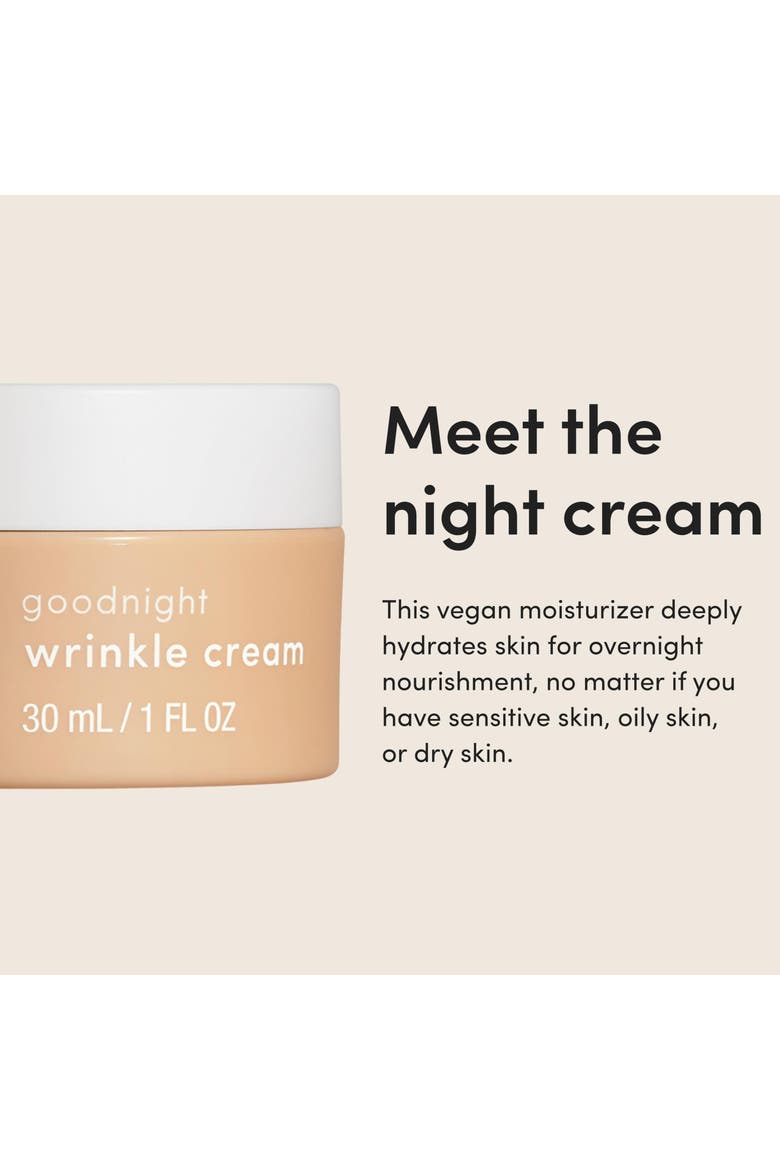 Goodnight Wrinkle Cream Restorative, Firming, Caffeine & Hyaluronic Acid Night Treatment, Alternate, color, Beige