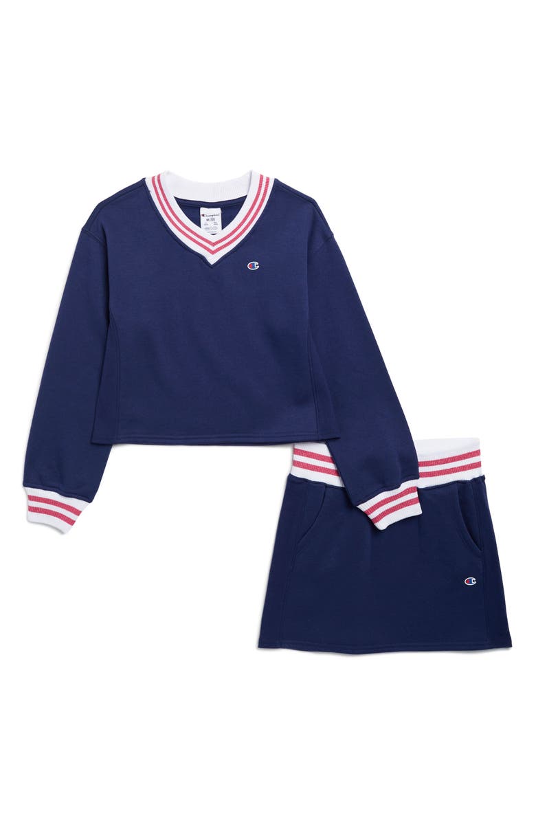 Champion Kids' V-Neck Pullover Sweater & Skirt Set, Main, color, 