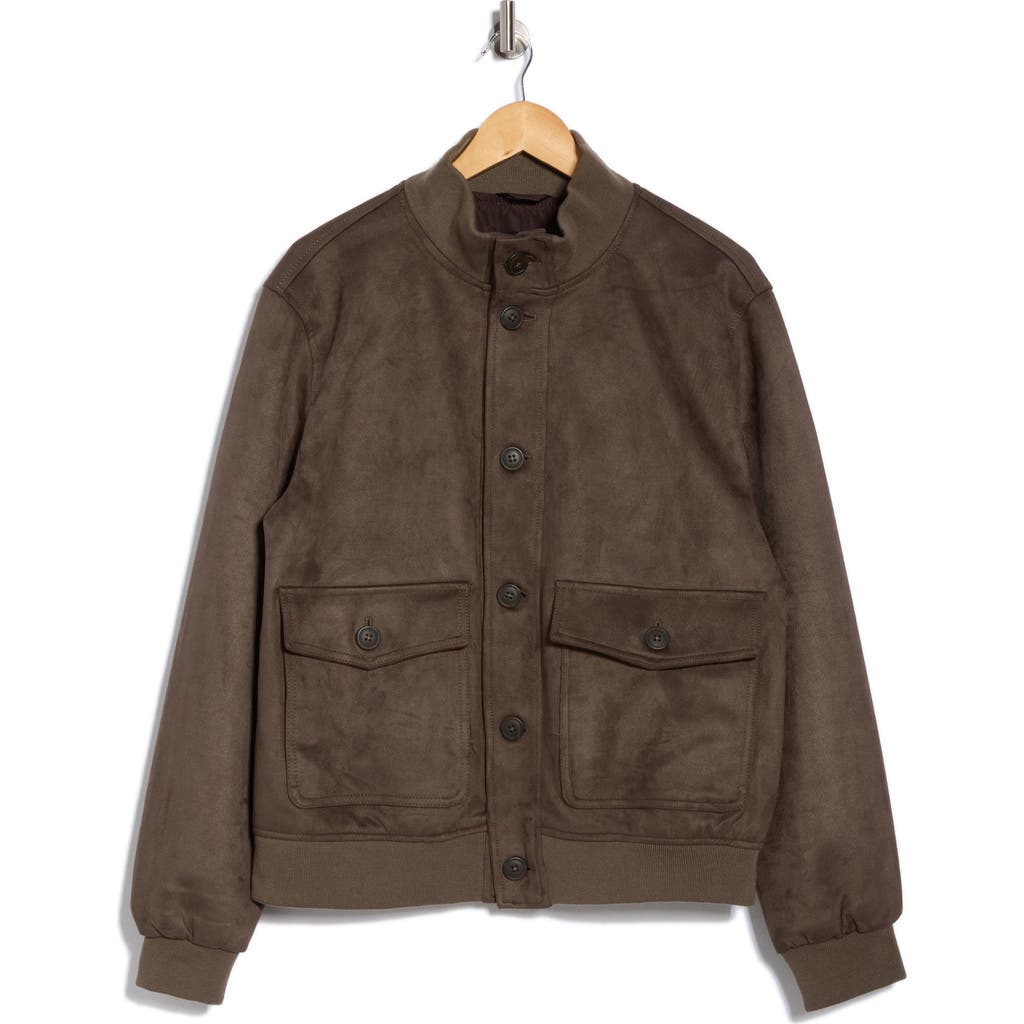 Elie Tahari Faux Suede Jacket In Brown