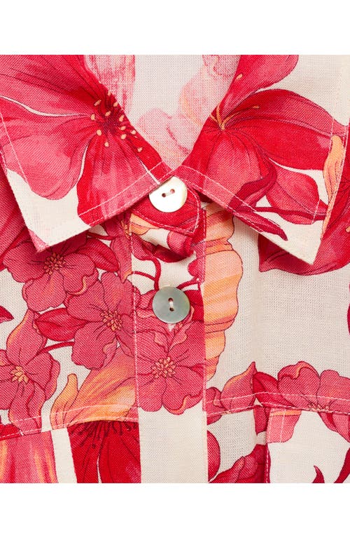Shop Mango Print Belted Romper In Red
