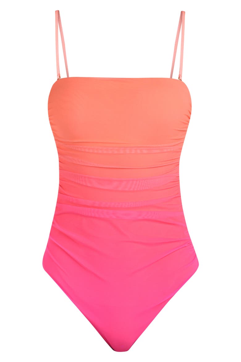 Ombré Illusions Bandeau One-Piece Swimsuit, Alternate, color, PINK