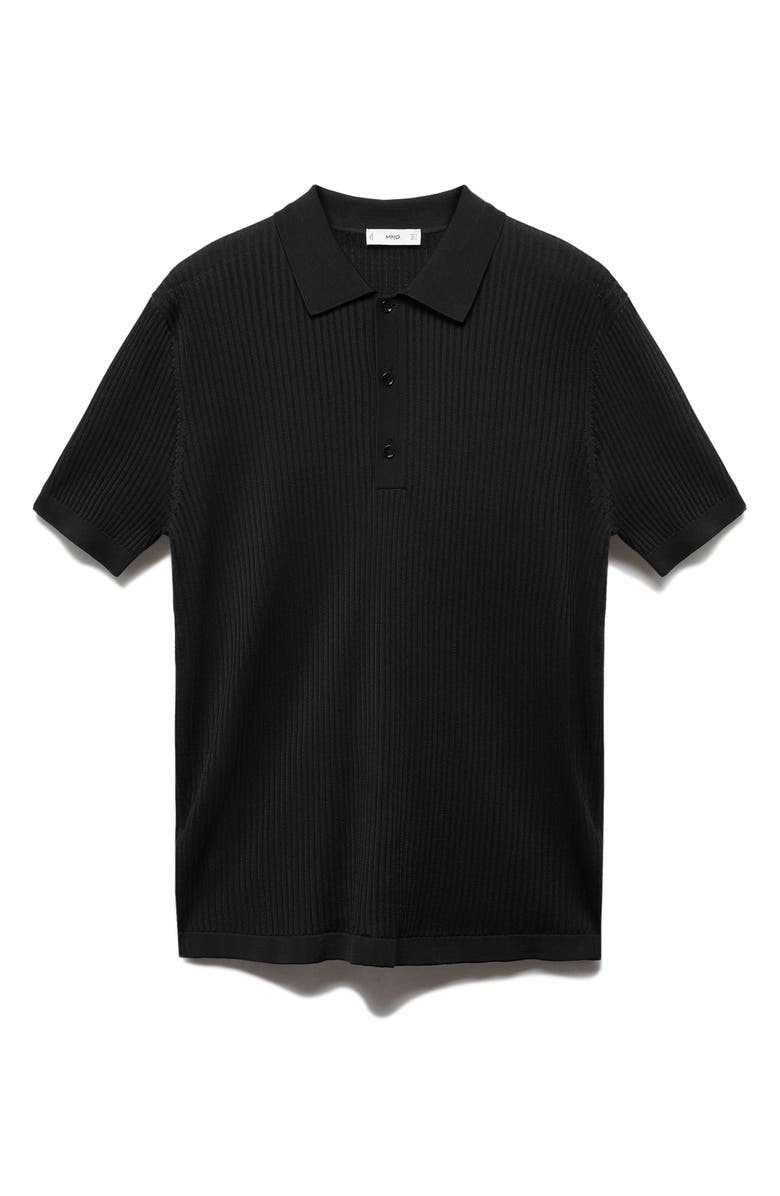 MANGO Rib Knit Polo, Main, color, Black