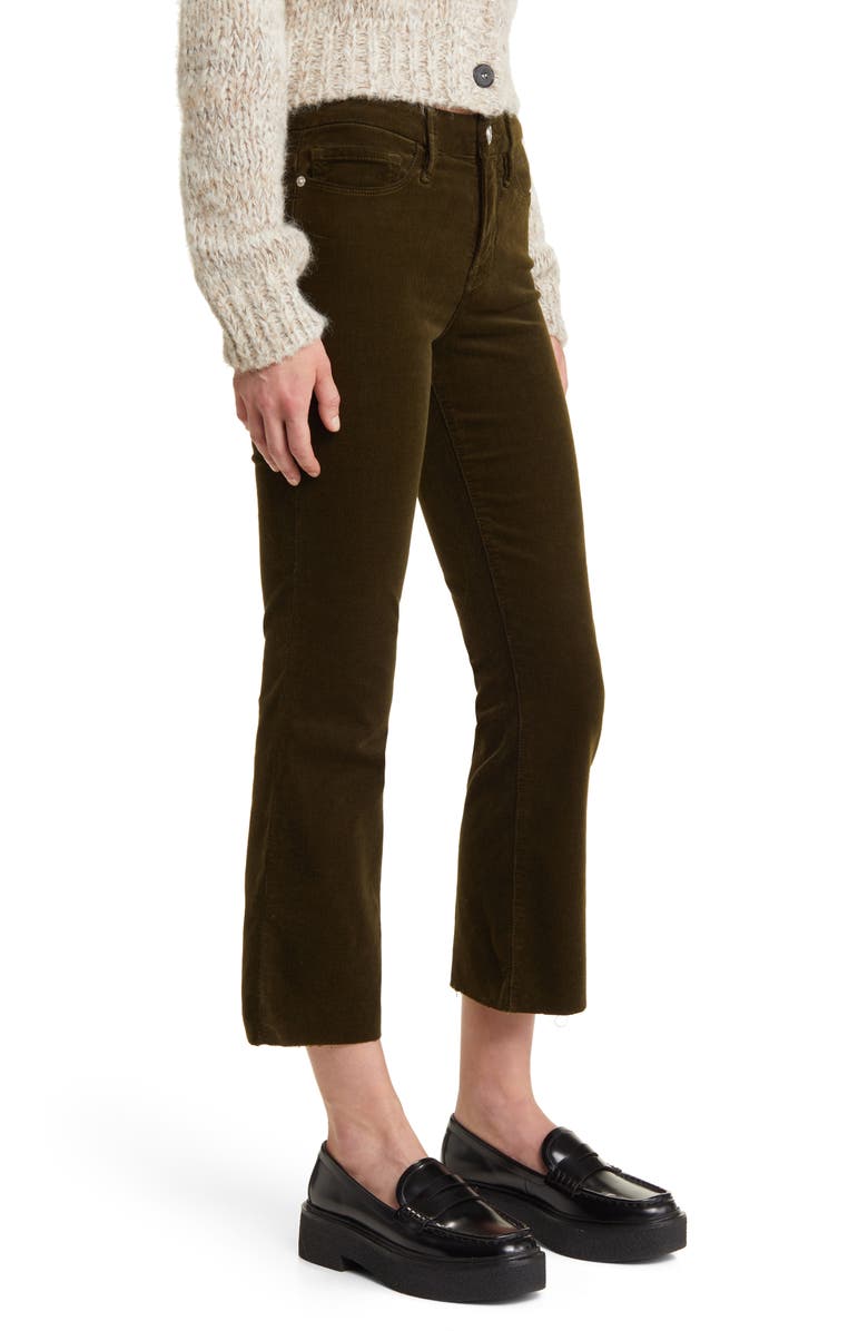 FRAME Le Crop Raw Hem Corduroy Bootcut Jeans, Alternate, color,