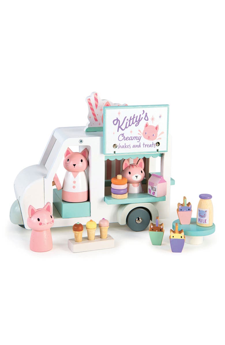 Tender Leaf Toys Kitty's Milkshake Van Play Set, Main, color, White Multi