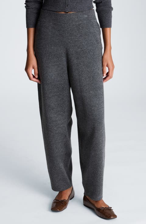 Wool & Cashmere Blend Barrel Leg Sweater Pants
