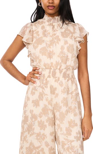 Floral Smocked Neck Jumpsuit