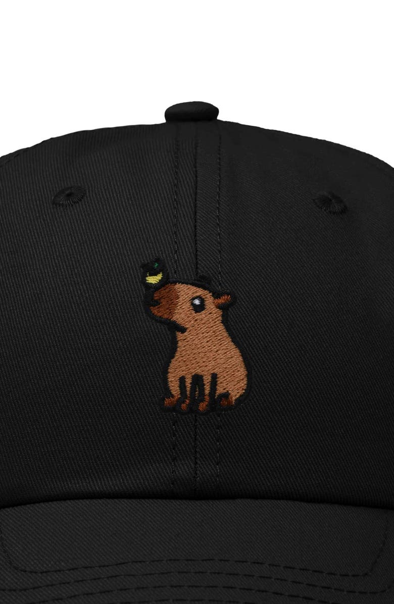 Dalix Capybara Embroidered Everyday Hat, Alternate, color, Black