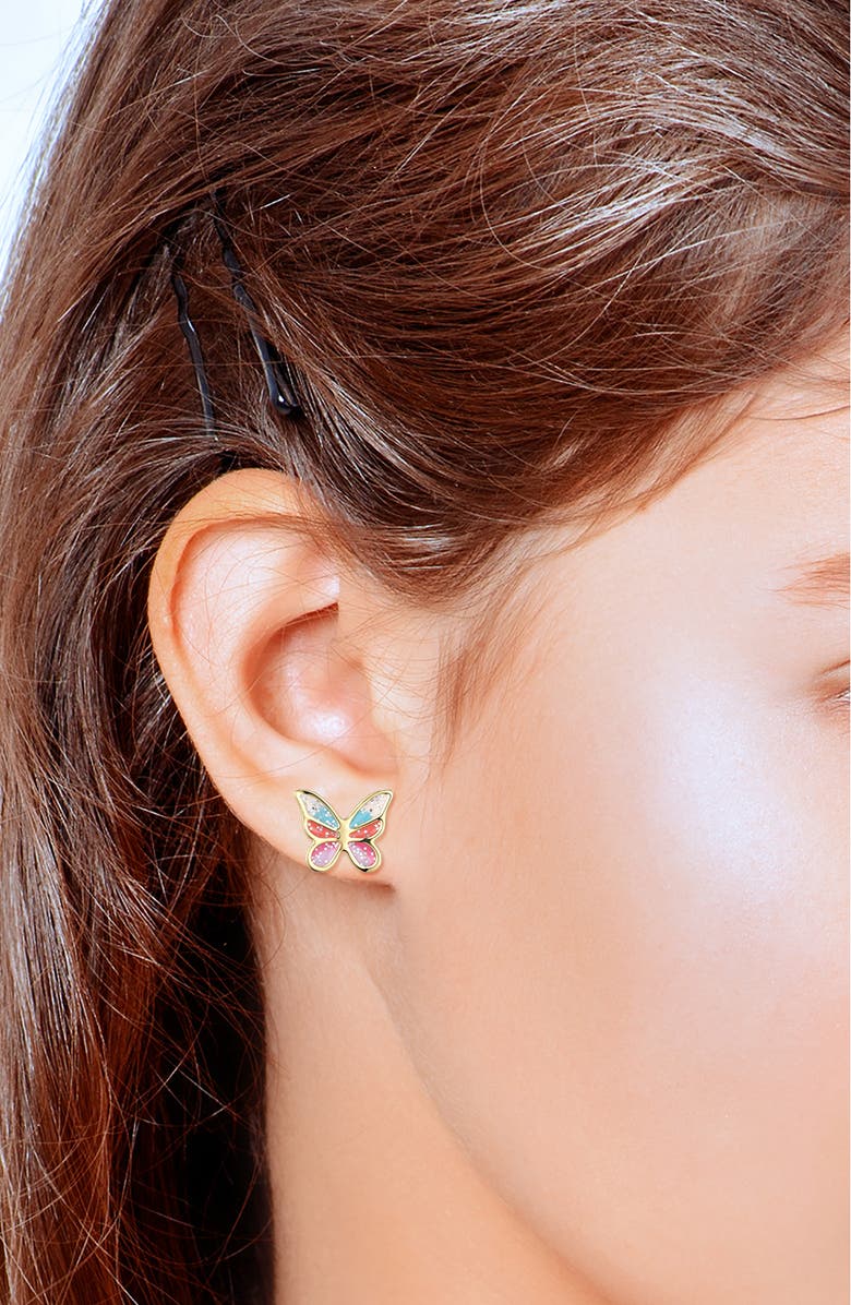 Lily Nily Kids' Glitter Butterfly Necklace & Stud Earrings Set, Alternate, color, Gold