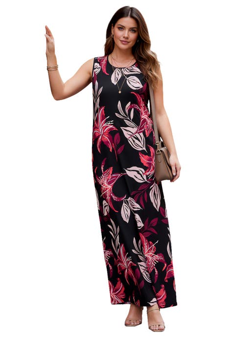 Plus Size Sleeveless Crew Neck Maxi Dress (Plus)